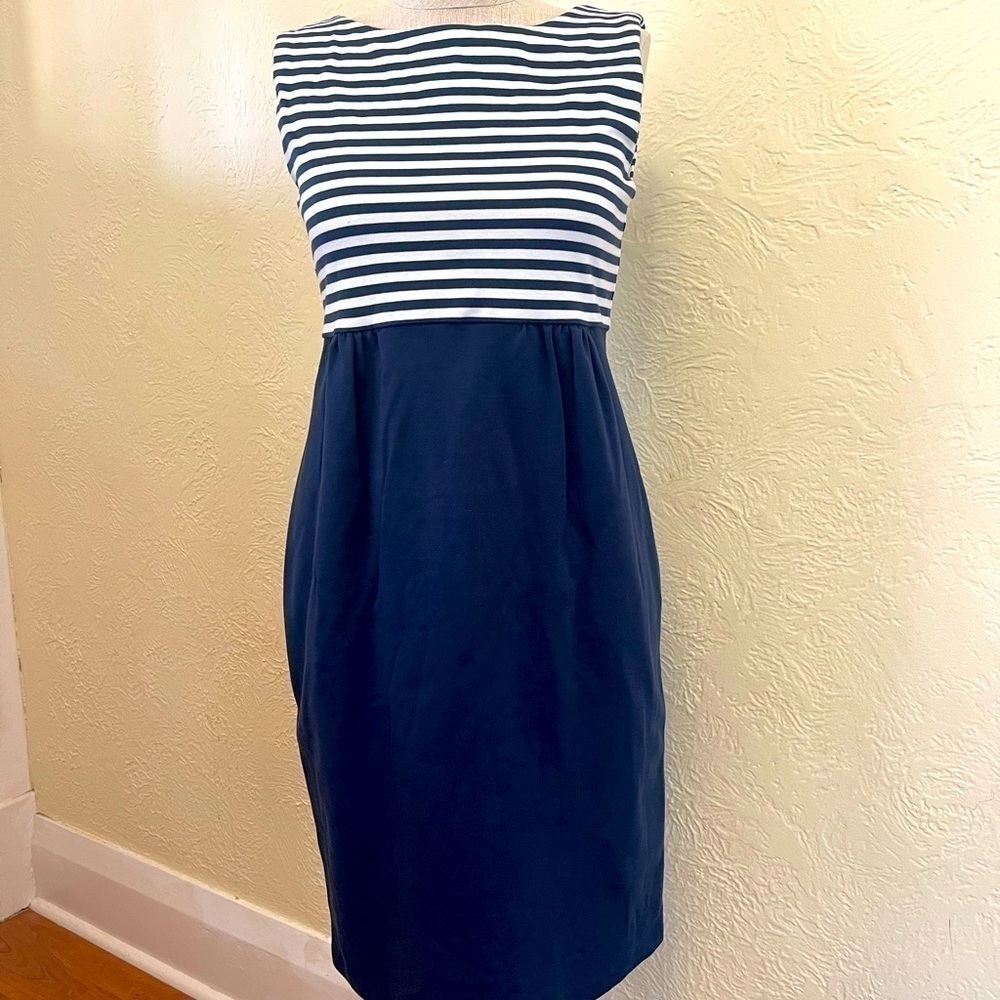 MAX MARA weekend stripes navy blue sleeveless dress